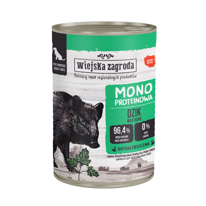 Wiejska Zagroda Karma mokra dla psa Dzik monoproteinowa 400g