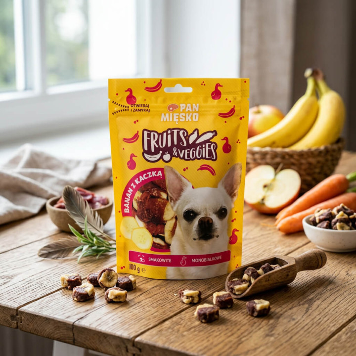 Pan Mięsko Przysmak dla psa Fruits & Veggies Banan z kaczką 100g