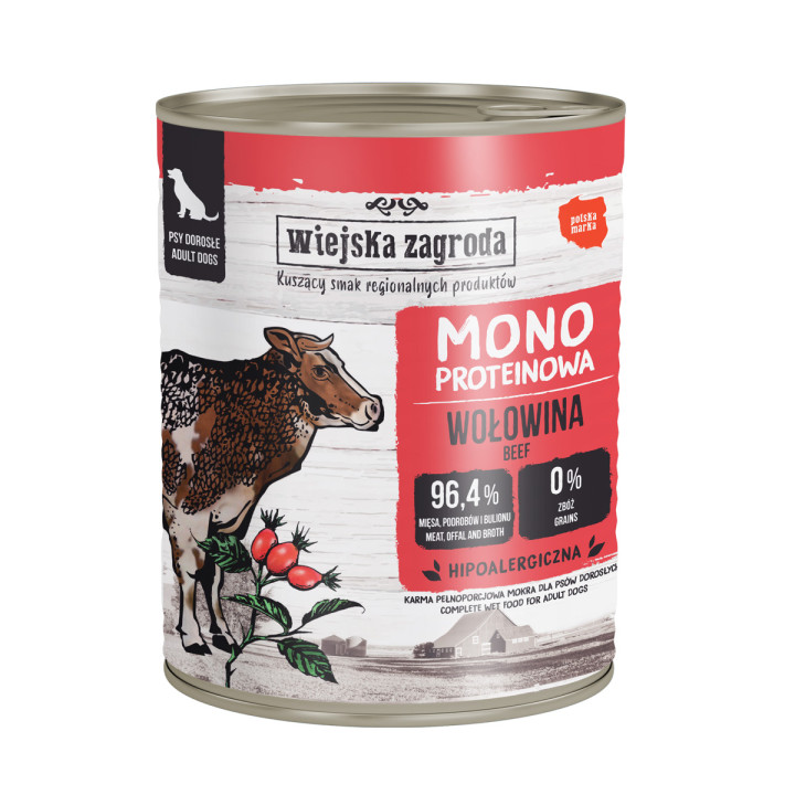 Karma mokra dla psa Wiejska Zagroda Monoproteinowa Wołowina (dorosły) 